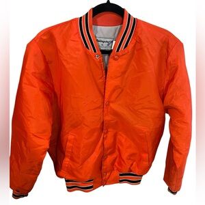 Vintage SWINGSTER Sz Small Men's Orange 80s/90s Varsity Satin Jacket